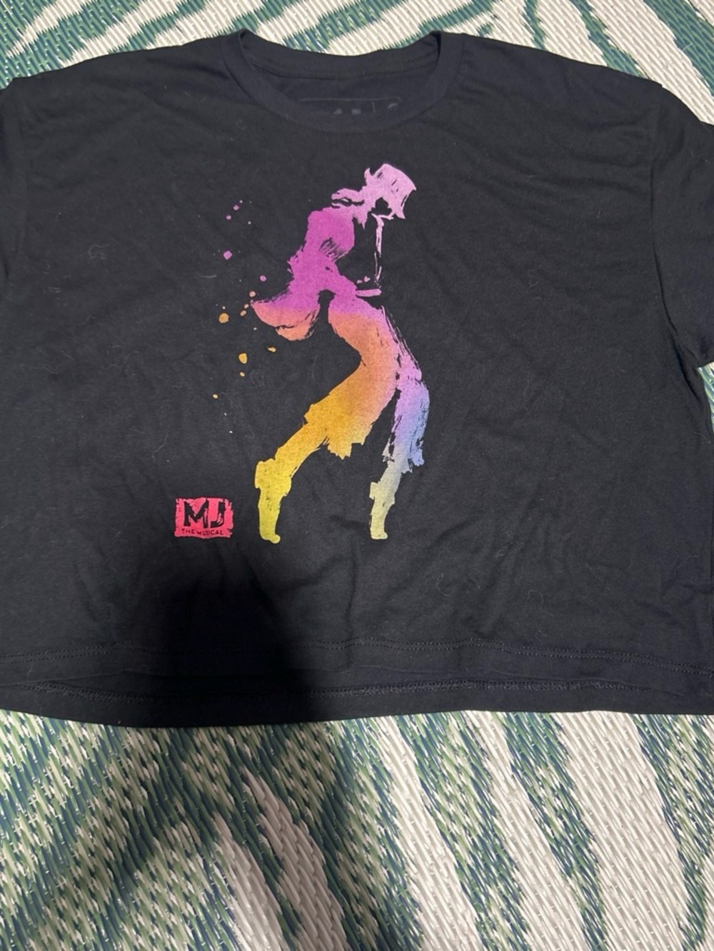 Black Crop Top with Multicolor Icon Micheal Jackson Graphic